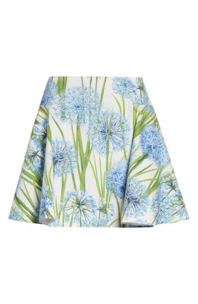 Oscar De La Renta Allium Cotton Stretch Poplin Skirt In Blue