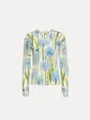 Oscar De La Renta Printed Allium Long Sleeve Cardigan In Multi