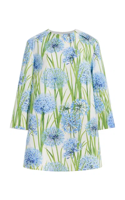 Oscar De La Renta Allium-printed Cotton-poplin Mini Dress In Multi