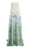 Oscar De La Renta Allium-printed Silk-chiffon Gown In Multi
