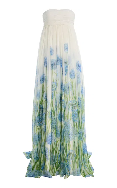 Oscar De La Renta Allium-printed Silk-chiffon Gown