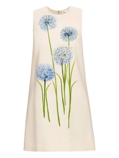Oscar De La Renta Allium Wool Mini Dress In Neutral
