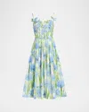 Oscar De La Renta Alliums Poplin Cutout Sleeveless Midi Dress In Green