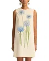 Oscar De La Renta Alliums-print Sleeveless Mini Shift Dress In Neutral