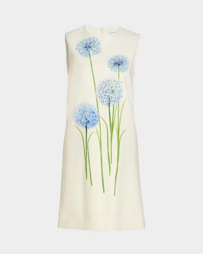 Oscar De La Renta Alliums-print Sleeveless Mini Shift Dress In Multi