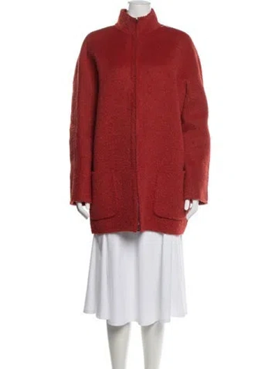 Pre-owned Oscar De La Renta Alpaca Jacket In Red