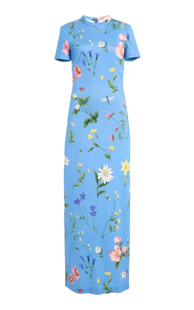 Oscar De La Renta Alpine Meadow Maxi Dress In Blue