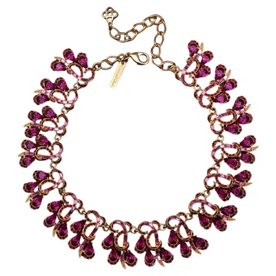 Pre-owned Oscar De La Renta Amethyst Crystal Art Nouvau Inspired Link Collar Necklace In Purple