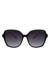 Oscar De La Renta Angled Modern 58mm Square Polarized Sunglasses In Black