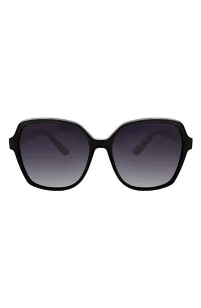 Oscar De La Renta Angled Modern 58mm Square Polarized Sunglasses In Black
