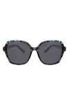 Oscar De La Renta Angled Modern 58mm Square Polarized Sunglasses In Blue Demi