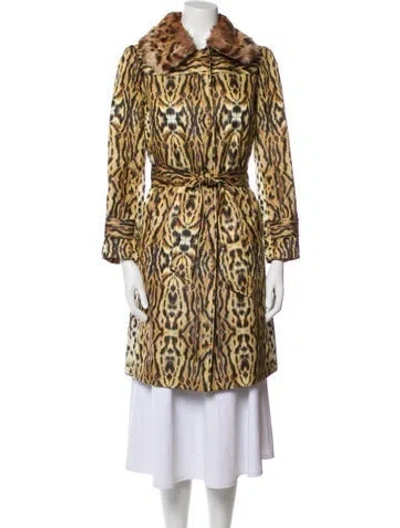 Pre-owned Oscar De La Renta Animal Print Faux Fur Coat In Neutral