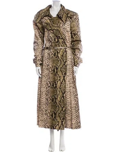 Pre-owned Oscar De La Renta Animal Print Faux Fur Coat W/ Tags In Neutral