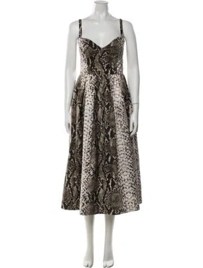 Pre-owned Oscar De La Renta Animal Print Midi Length Dress In Multi