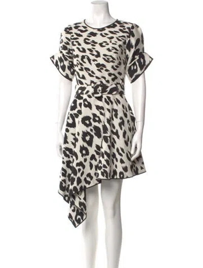 Pre-owned Oscar De La Renta Animal Print Mini Dress In Black