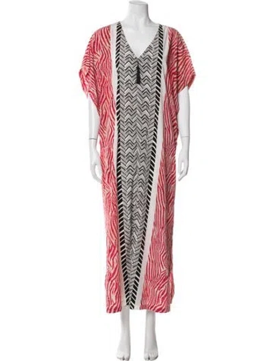 Pre-owned Oscar De La Renta Animal Print Tassel Accents Lounge Set In Pink