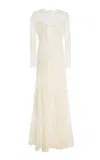 Oscar De La Renta Appliquéd Guipure Gown In Neutral