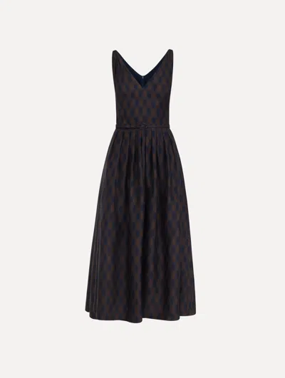 Oscar De La Renta Argyle Silk Twill Midi Dress In Multi