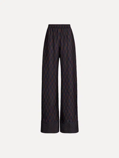 Oscar De La Renta Argyle Silk Twill Wide Leg Pant In Multi