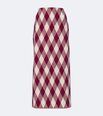Oscar De La Renta Argyle Wool-blend Pencil Skirt In Burgundy