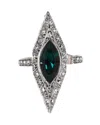 Oscar De La Renta Art Deco Cocktail Ring In Silver Metal In Silver