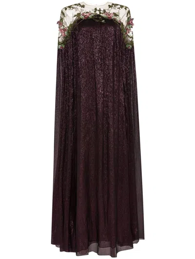 Oscar De La Renta Art Nouveau Kaftan Gown In Aubergine
