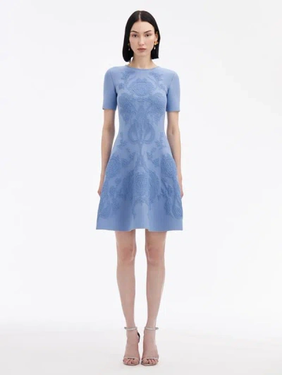 Oscar De La Renta Art Nouveau Knit Dress In Aventurine