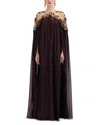 Oscar De La Renta Art Nouveau Kaftan Gown In Aubergine