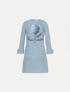 Oscar De La Renta Artichoke Denim Shift Dress In Blue