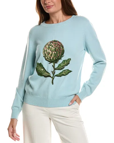 Oscar De La Renta Artichoke Embroidered Jacquard Wool-blend Sweater In Multi