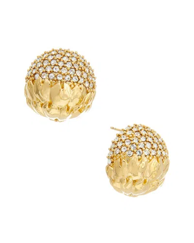 Oscar De La Renta Artichoke With Pave Stud Earrings In Gold