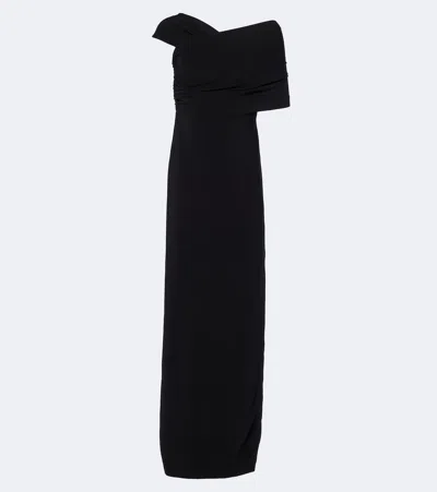 Oscar De La Renta Assymetric Crêpe Gown In Black