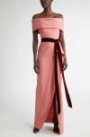Oscar De La Renta Off-the-shoulder Wool-blend Gown In Rouge