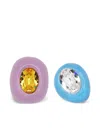 Oscar De La Renta Asymmetric Enamel Clip-on Earrings In Purple
