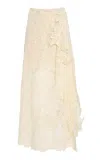 Oscar De La Renta Asymmetric Guipure Lace Maxi Skirt In Off-white