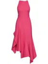 Oscar De La Renta Asymmetric Stretch-wool Midi Dress In Pink