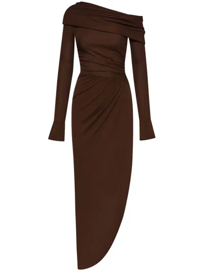 OSCAR DE LA RENTA OFF SHOULDER JERSEY COCKTAIL DRESS