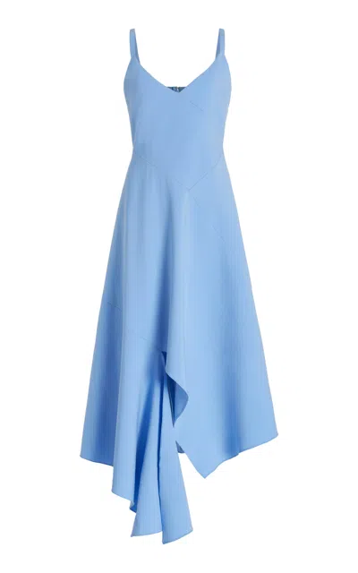 Oscar De La Renta Asymmetric Stretch-wool Midi Dress In Opal