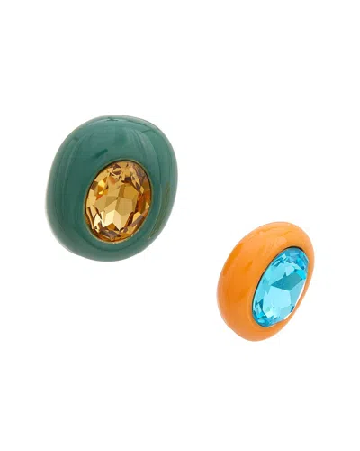 Oscar De La Renta Asymmetric Stud Earrings In Multi