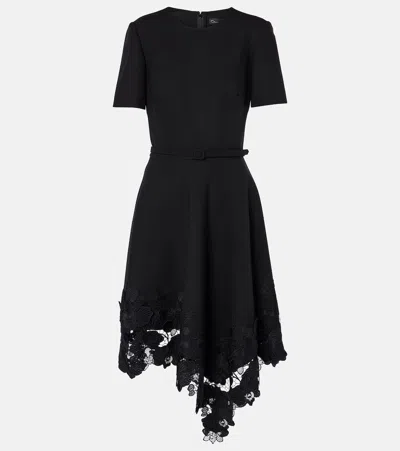 Oscar De La Renta Midikleid Aus Einem Wollgemisch In Schwarz