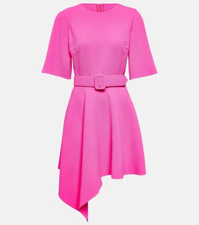Oscar De La Renta Belted Round Neck Dress In Fuchsia