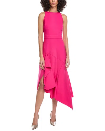 Oscar De La Renta Asymmetrical Drape Wool-blend Maxi Dress In Pink