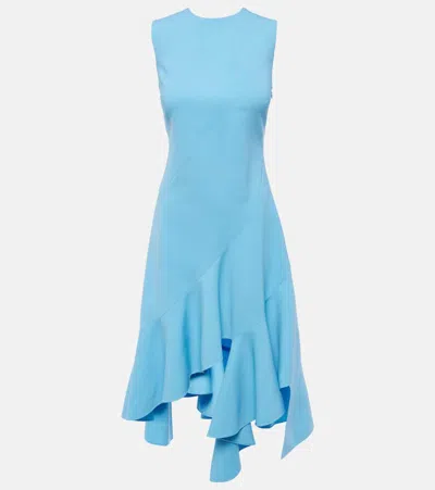 Oscar De La Renta Asymmetric-hem Stretch-wool Midi Dress In Pastel Blue