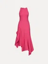 Oscar De La Renta Asymmetrical Wool Dress In Pink