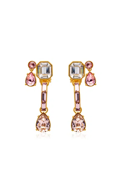 Oscar De La Renta Baguette Rhinestone Drop Earrings In Multi