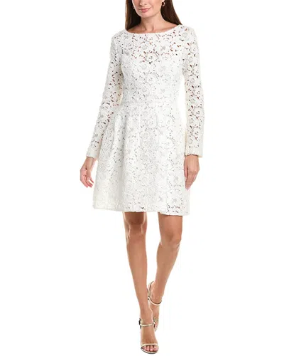 Oscar De La Renta Bateau Neck Silk-lined Cocktail Dress In White