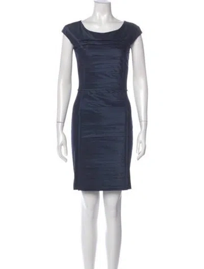 Pre-owned Oscar De La Renta Bateau Neckline Mini Dress In Blue