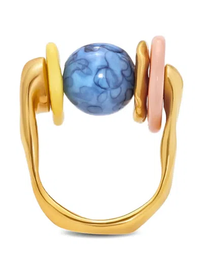 Oscar De La Renta Bead-detailed Ring In Gold