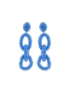 Oscar De La Renta Beaded Chain Link Clip-on Earrings In Blue