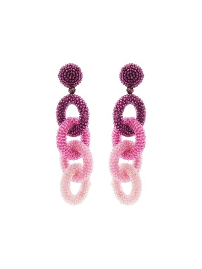 Oscar De La Renta Beaded Chain-link Clip-on Earrings In Purple